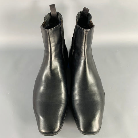 PRADA Size 8.5 Black Leather Chelsea Ankle Boots