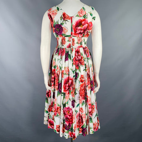 DOLCE & GABBANA Size 10 Multi Color Floral V-Neck Dress