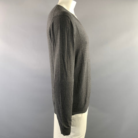 PRADA Size 44 Grey Cotton Cashmere V Neck Sweater