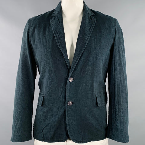 ROGUES GALLERY Size L Black Seersucker Cotton Notch Lapel Jacket
