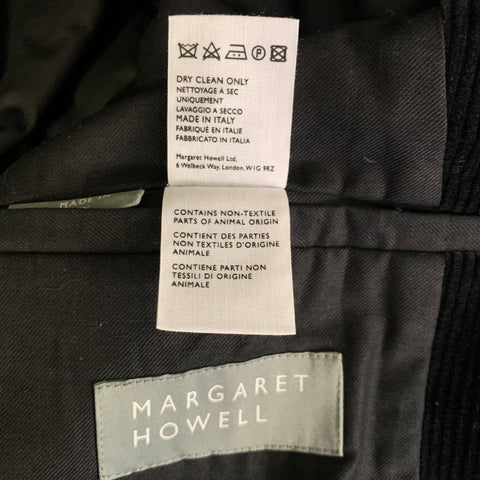 MARGARET HOWELL Size M Black Corduroy Cotton Notch Lapel Coat