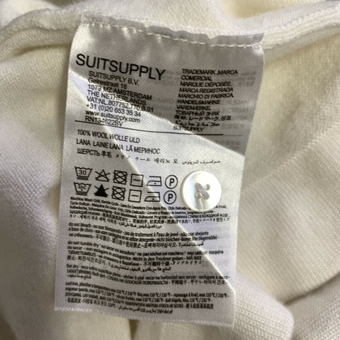 SUIT SUPPLY Size L White Cream Knit Wool Button Up Cardigan