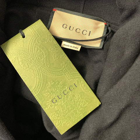 GUCCI Size XL Black Studded Cotton Hooded Sweatshirt