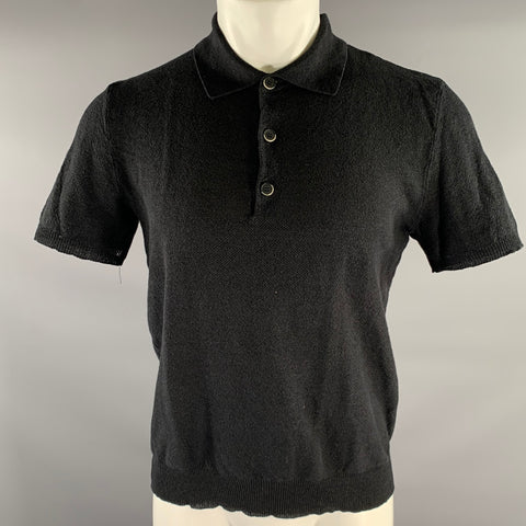 BARENA Size M Black Knit Polo