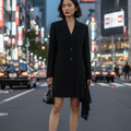 A black wool REI KAWAKUBO jacket with a notch lapel, ruffled lace trim, and a buttoned closure on a mannequin.