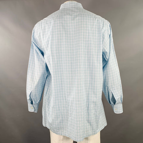 CHARVET Size L Blue Green Checkered Cotton Long Sleeve Shirt
