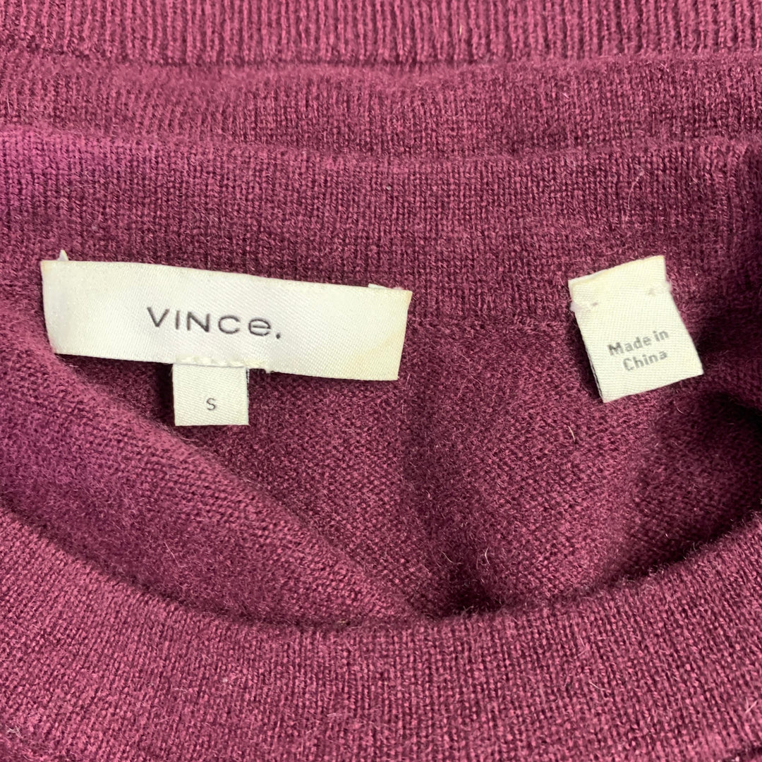 VINCE Size S Burgundy Cashmere Knit Crew Neck Pullover