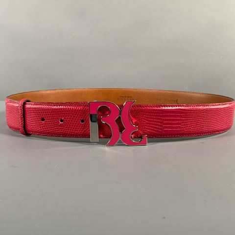 BILLIONAIRE COUTURE Size 40 Pink Textured Lizard Leather Belt