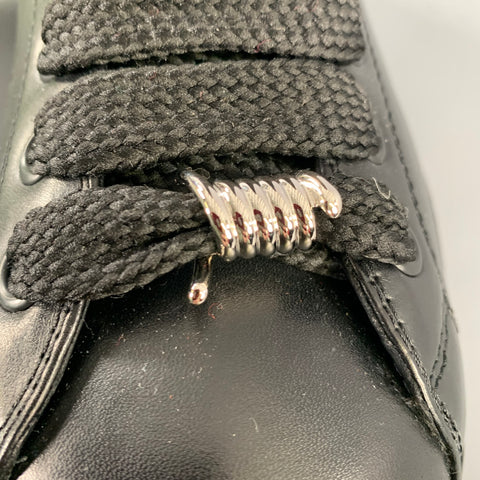 BURBERRY Size 10 Black Leather Lace Up Boots