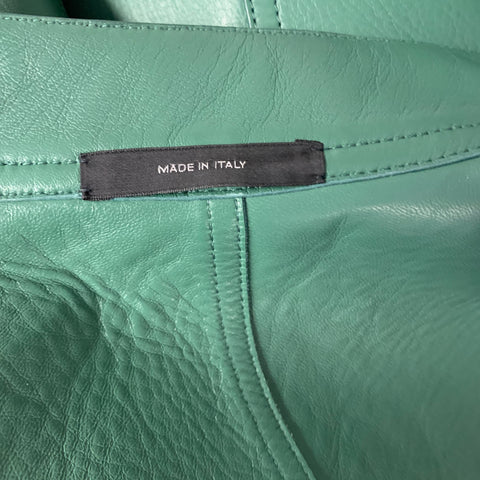 TOM FORD Size 44 Green Leather Zip Up Jacket
