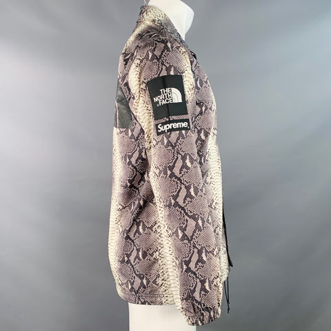 SUPREME x THE NORTH FACE Size M Grey Black White Snake Print Nylon Shirt Jacket