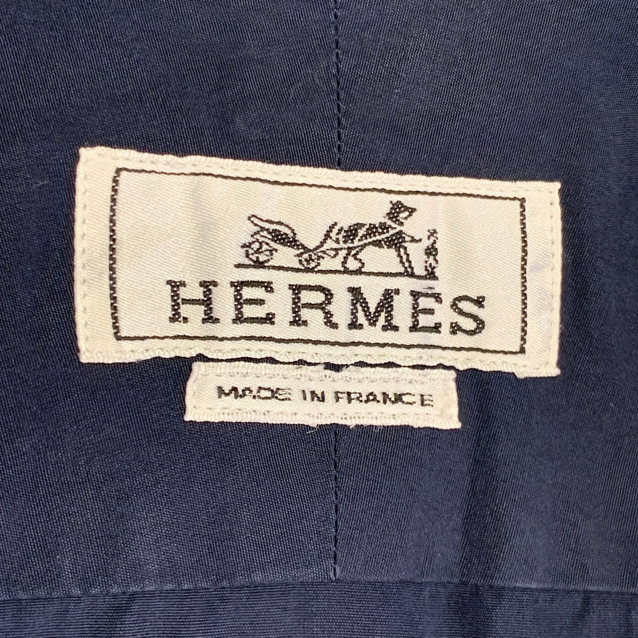 HERMES Size L Navy Cotton Button Up Long Sleeve Shirt – Sui