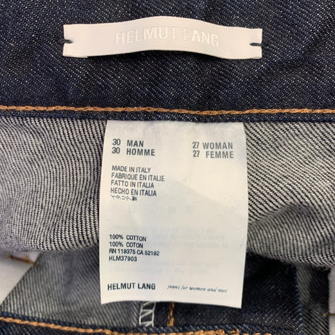 HELMUT LANG Size 30 Blue Indigo Contrast Stitch Cotton Straight Jeans