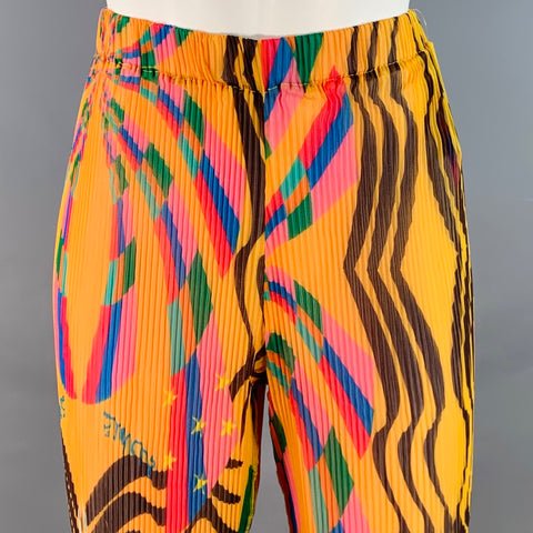SIEDRES Size XS Agust Crinkled Multi Color Polyester Chiffon Pleated Elastic Waistband Casual Pants