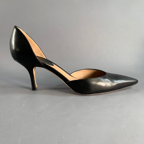 GIORGIO ARMANI Size 11.5 Black Leather D'Orsay Pumps