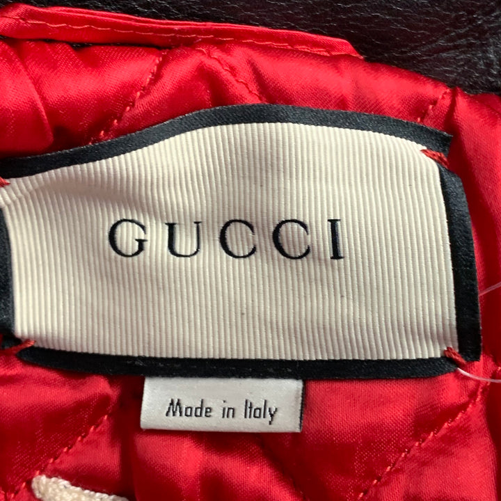 GUCCI SS17 Size 6 Black Silver Leather Studded Biker Jacket