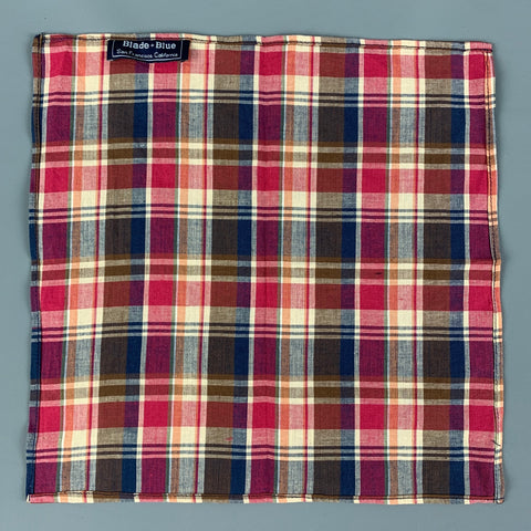 BLADE+BLUE Size One Size Multi-Color Plaid Cotton Pocket Square