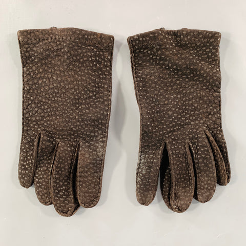 ERMENEGILDO ZEGNA Size L Brown Textured Suede Gloves