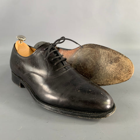 JOHN LOBB KEPAS Size 9 Black Perforated Leather Pointed Toe Lace Up Shoes