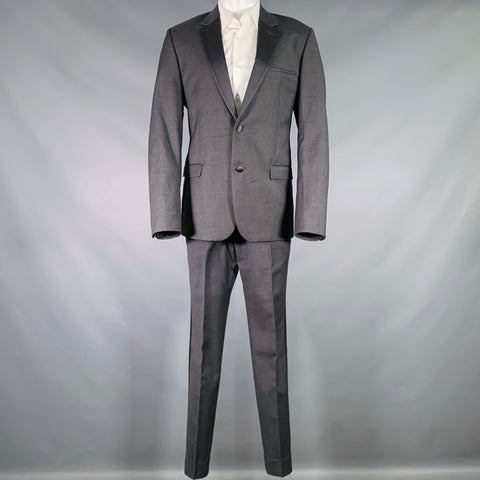 CALVIN KLEIN COLLECTION Size 40 Grey Wool Notch Lapel Tuxedo