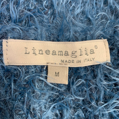 LINEAMAGLIA Size M Blue Nylon Blend Shaggy Scoop Neck Sweater
