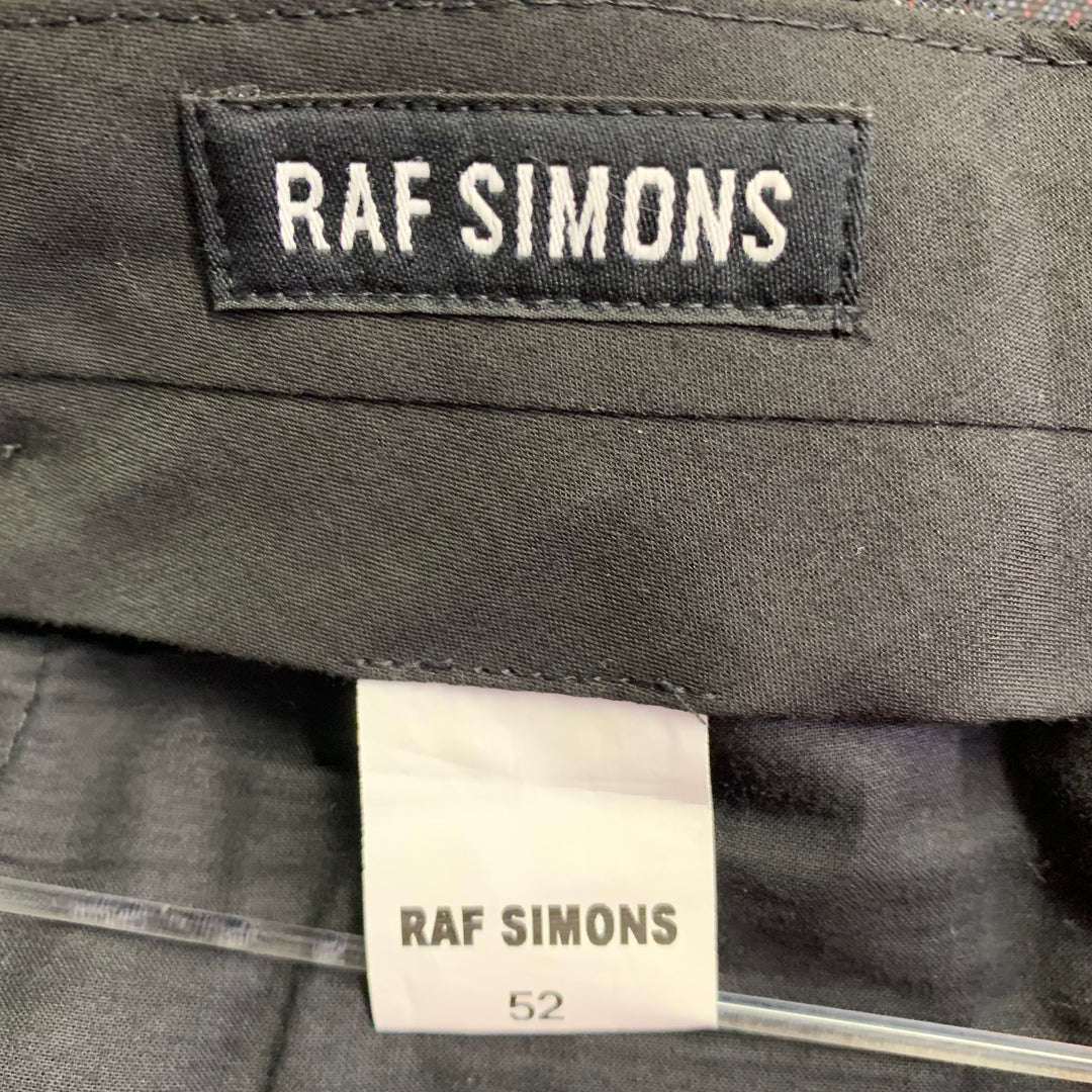 RAF SIMONS Size 38 Black Red Woven Virgin Wool Mohair Flat Front Dress Pants