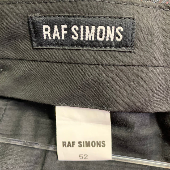 RAF SIMONS Size 38 Black Red Woven Virgin Wool Mohair Flat Front Dress Pants