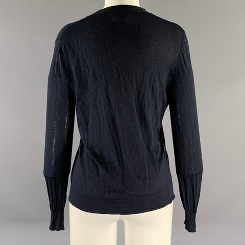 DRIES VAN NOTEN Size M Navy Silk Cardigan Womens