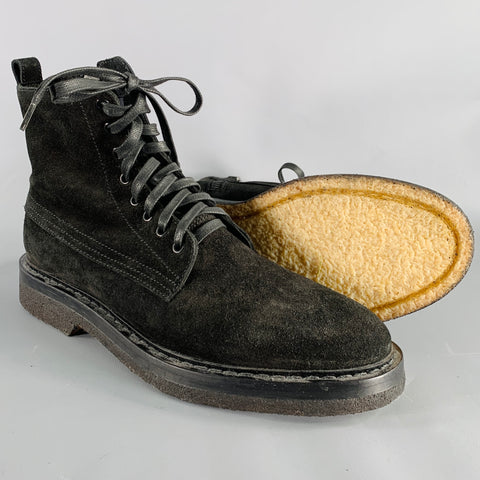 AQUATALIA Size 10.5 Black Suede Leather Side Zipper Boots