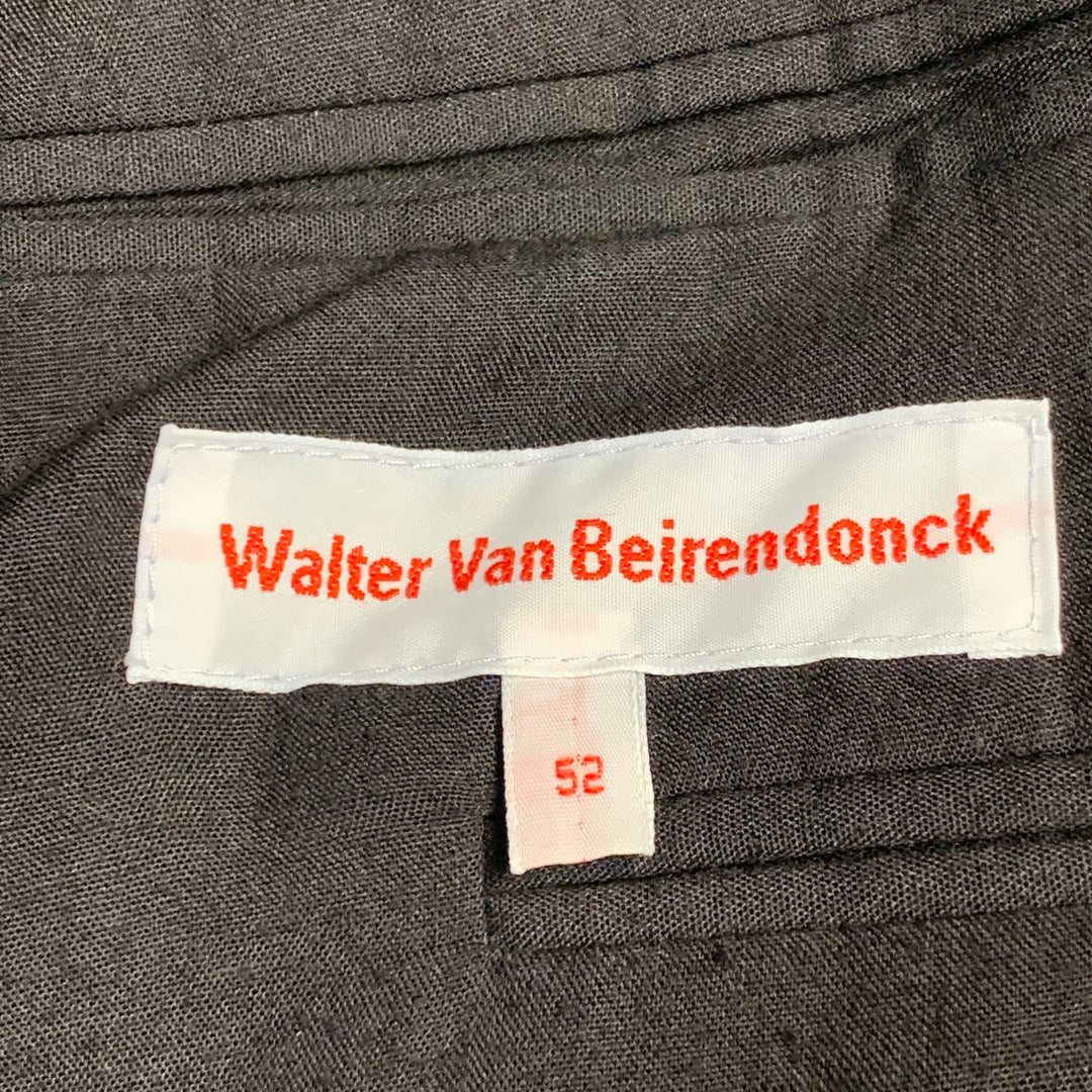 WALTER VAN BEIRENDONCK SS17 Size 42 Long Green Black White Wool Cotton Stripe Suit