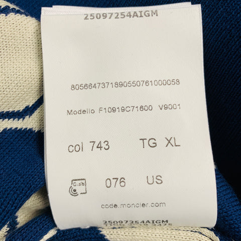 MONCLER Size XL Navy White Logo Cotton Crew Neck Pullover