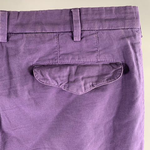 INCOTEX Size 38 Purple Linen Blend Straight Casual Pants