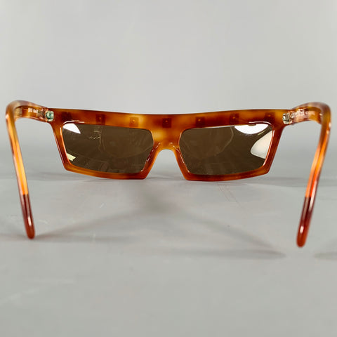 CLAUDE MONTANA Brown Tortoise Shell Studded Acetate Sunglasses