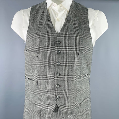 BROOKS BROTHERS Size 42 Black White Glenplaid Wool 3PC Suit