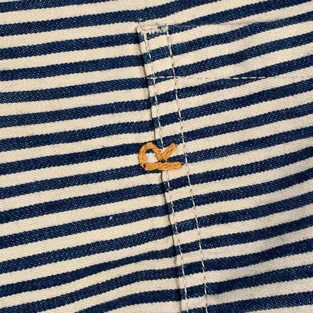 45rpm Size 34 Cream Blue Stripe Cotton Straight Casual Pants