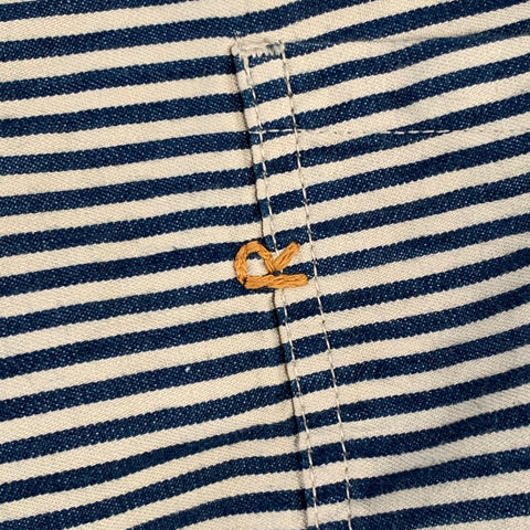 45rpm Size 34 Cream Blue Stripe Cotton Straight Casual Pants