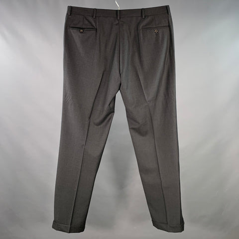 POLO by RALPH LAUREN Size 40 Grey Charcoal Virgin Wool Pleated Dress Pants