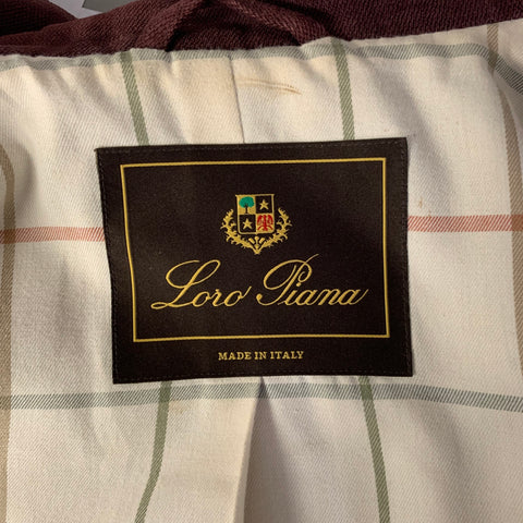 LORO PIANA Size XL Burgundy Cotton Zip Up Jacket