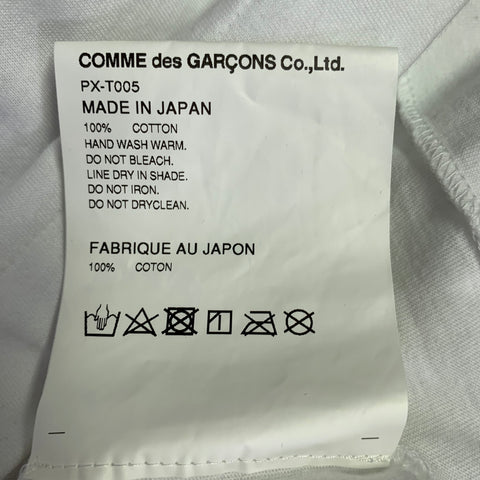 COMME des GARCONS HOMME PLUS 2019 Size M White Black Print Cotton Crew Neck T-shirt