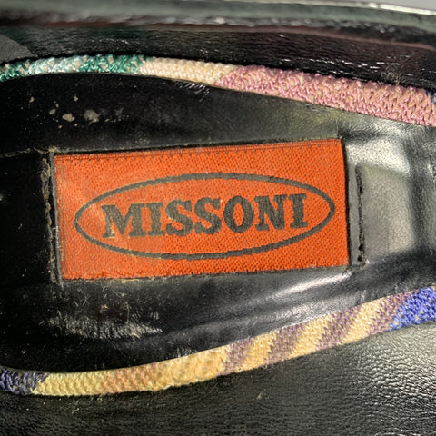 MISSONI Size 7.5 Purple Green Chevron Pumps