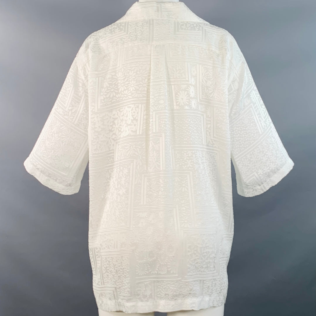 ROTATE Size 8 Avery White Viscose Blend Floral One Pocket Casual Top