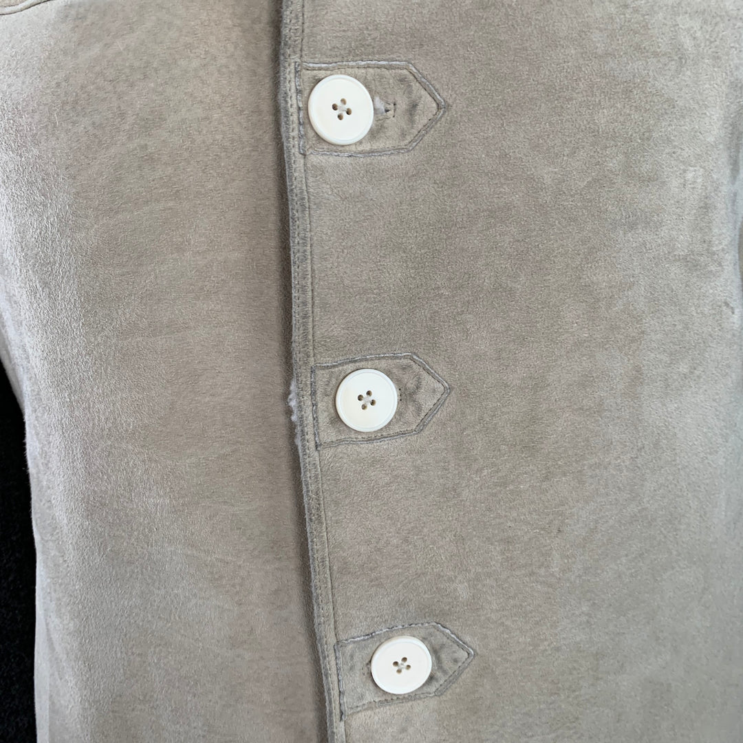 MAISON MARGIELA Size 42 Grey Stone Mixed Fabrics Wool Suede Collarless Jacket