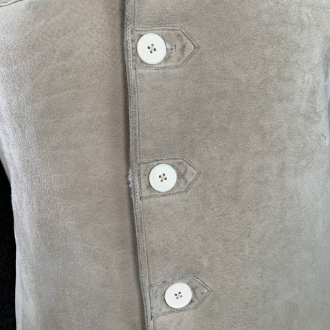 MAISON MARGIELA Size 42 Grey Stone Mixed Fabrics Wool Suede Collarless Jacket