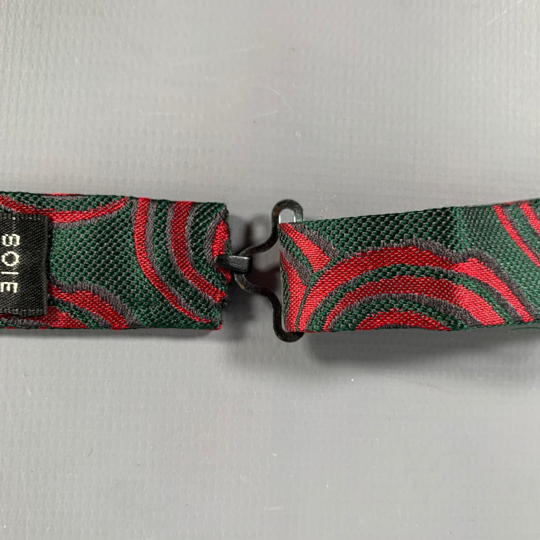 CHARVET Green Red Circles Silk Bow Tie