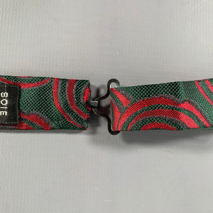 CHARVET Green Red Circles Silk Bow Tie