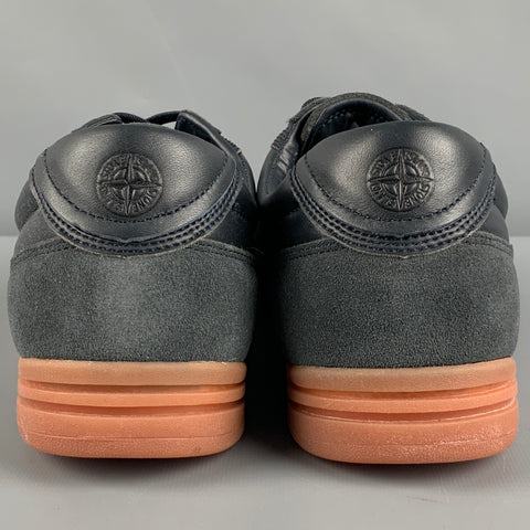 STONE ISLAND Taille 11 Baskets basses en cuir à tissus mélangés noir beige