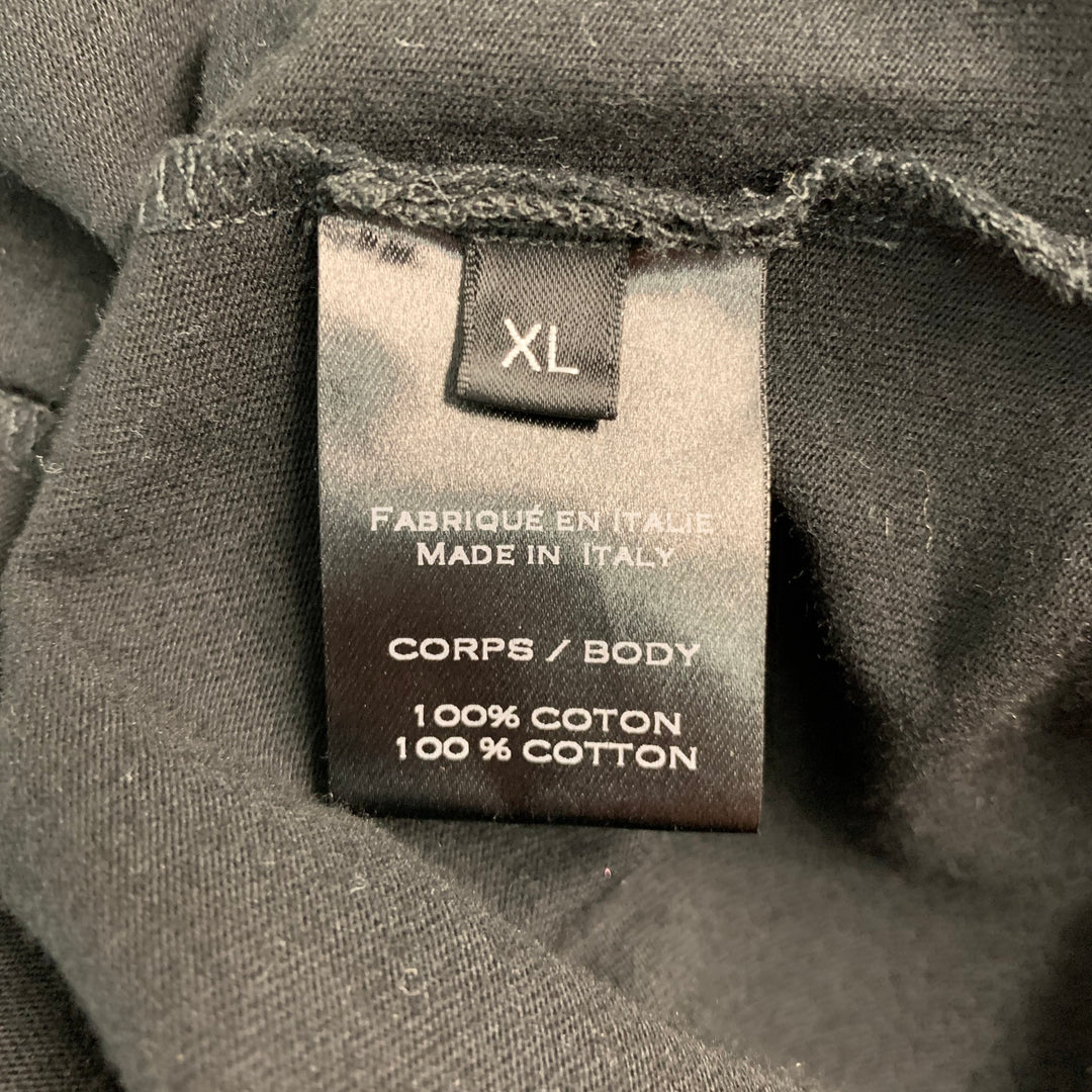 BALMAIN Size XL Black Cotton Distressed Crew Neck T-shirt