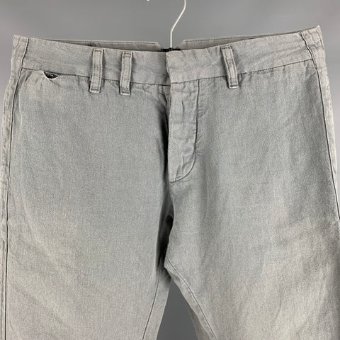 DIESEL Taille 28 Pantalon décontracté en coton et lin gris avec braguette boutonnée