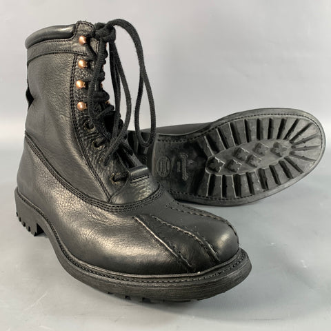 TED BAKER Size 11 Black Solid Leather Comando Sole Boots
