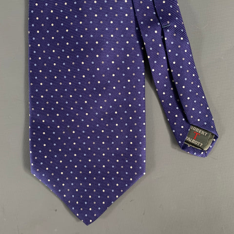 ROBERT TALBOTT Navy light blue/cream Dots Silk Tie
